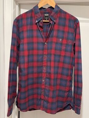 Todd Snyder Plaid 100% Cotton Plaid Button Down Blue/Red Men’s Size Medium